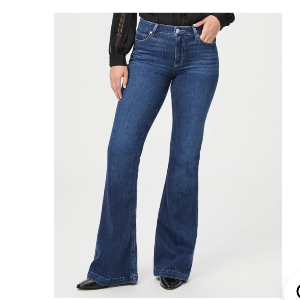 PAIGE Genevieve High Rise Flare Jeans with Transcend Vintage Denim-Petite